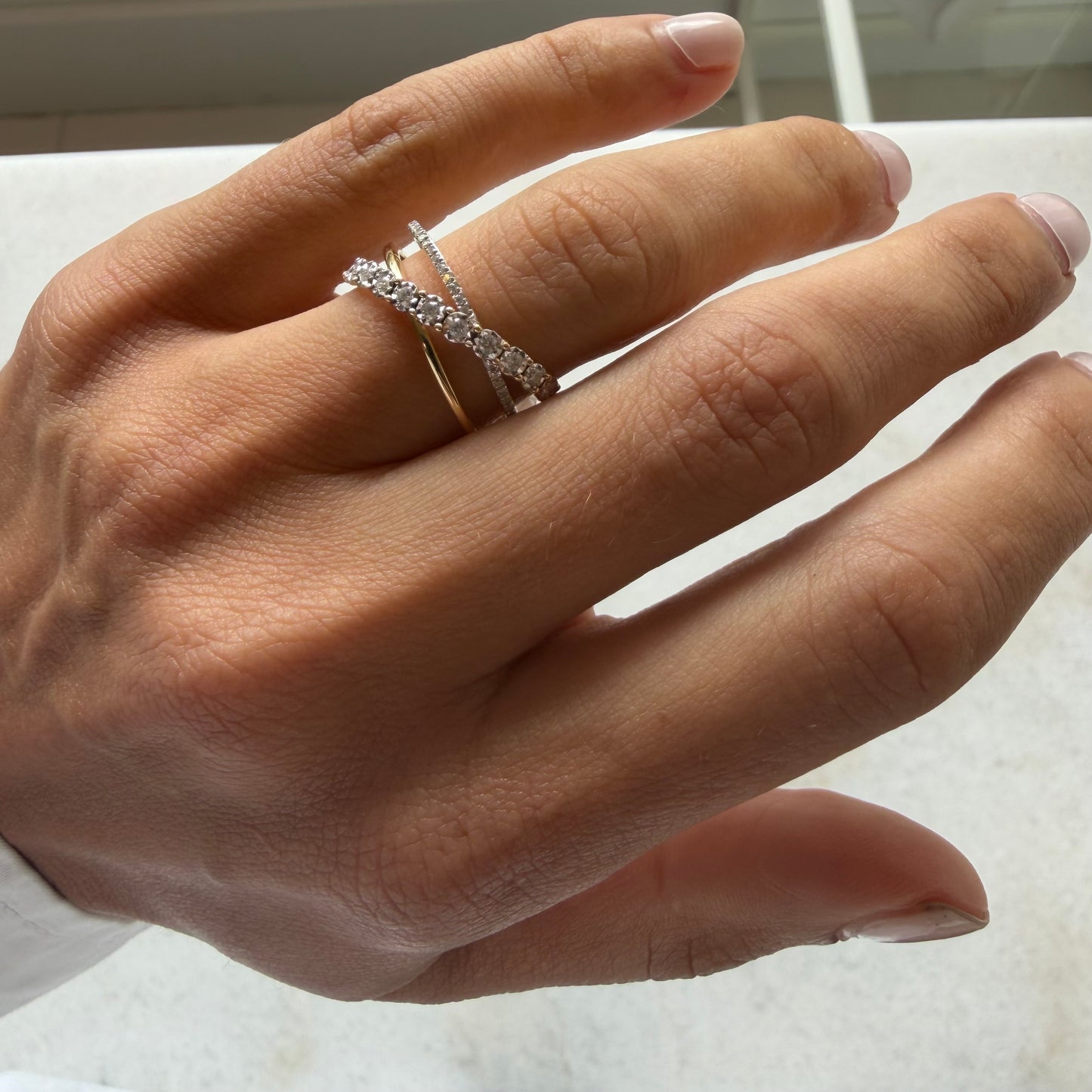 Diamond & Gold Criss Cross Ring