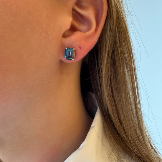 London Blue Topaz Emerald Cut Earrings – Velvet Box Jewels