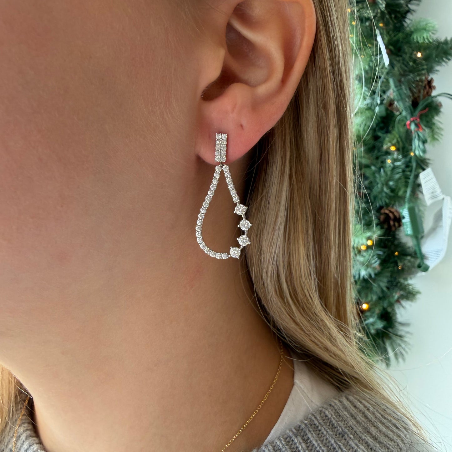 Diamond Pear Drop Earrings