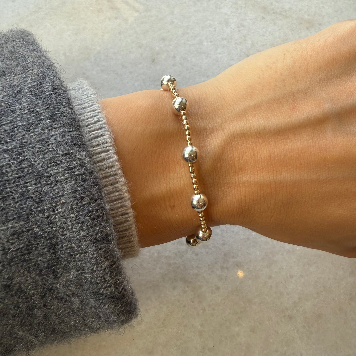 Mix Color 2MM and 4MM Stretch Ball Bracelet