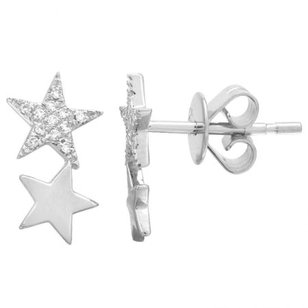 2 Star Diamond & Gold Earrings