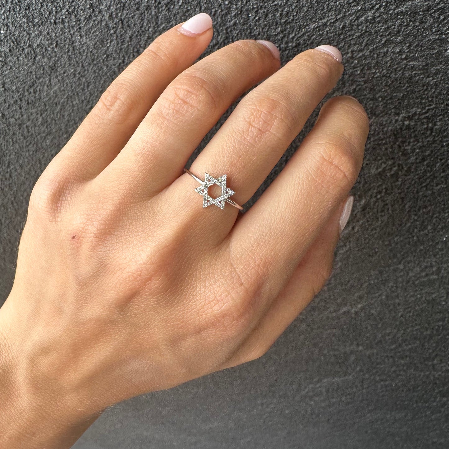 Dainty Diamond Magen David Ring