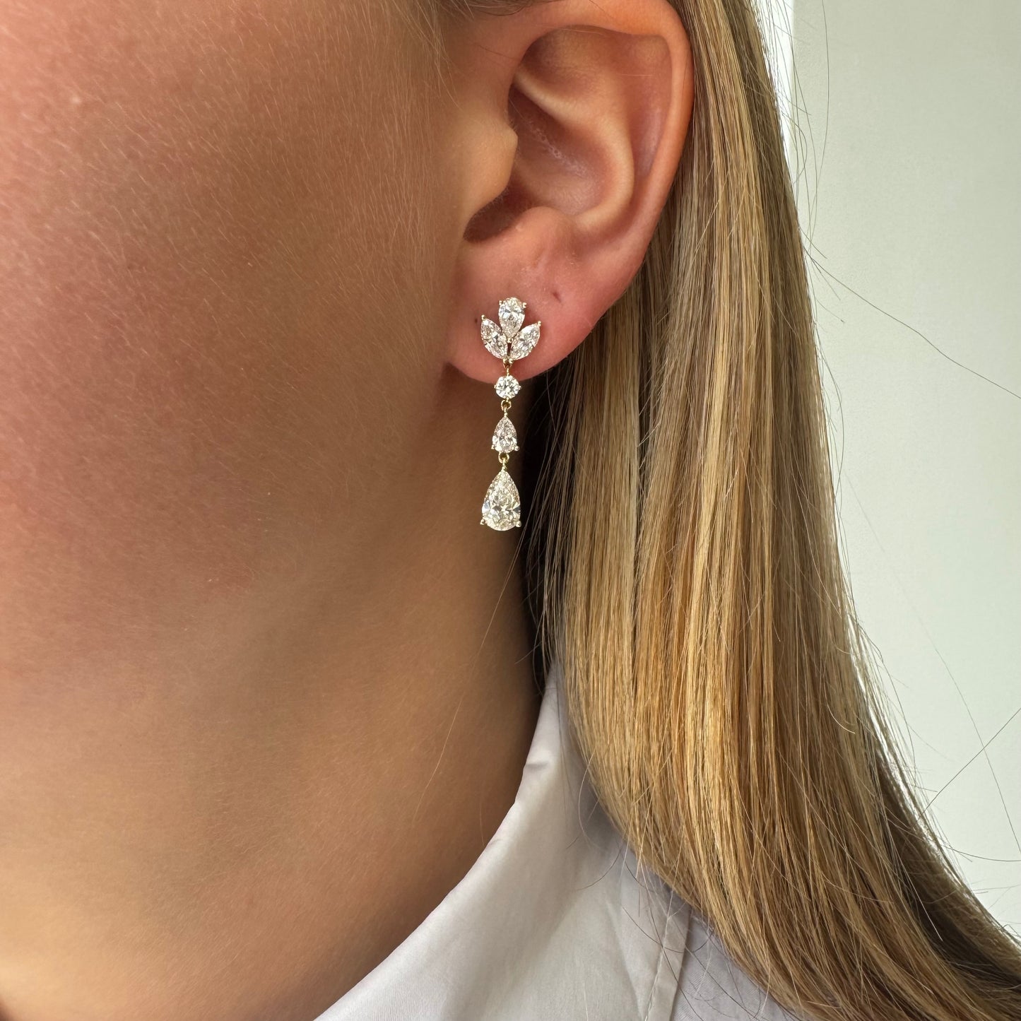 Lab Dangling Diamond Earrings