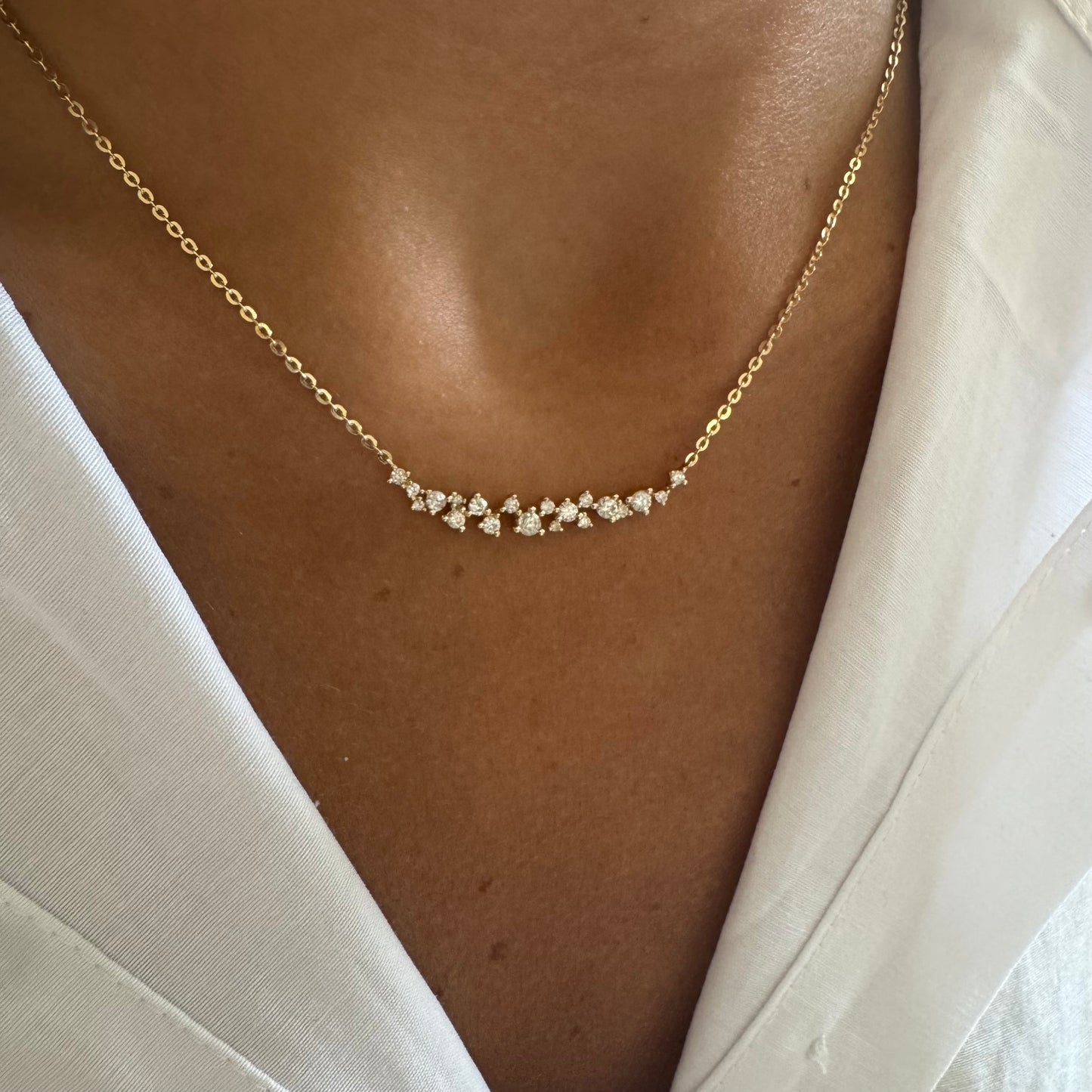 Small Scattered Diamond Bar on Chain Necklace