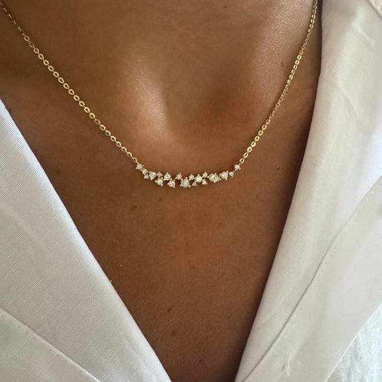 Small Scattered Diamond Bar on Chain Necklace