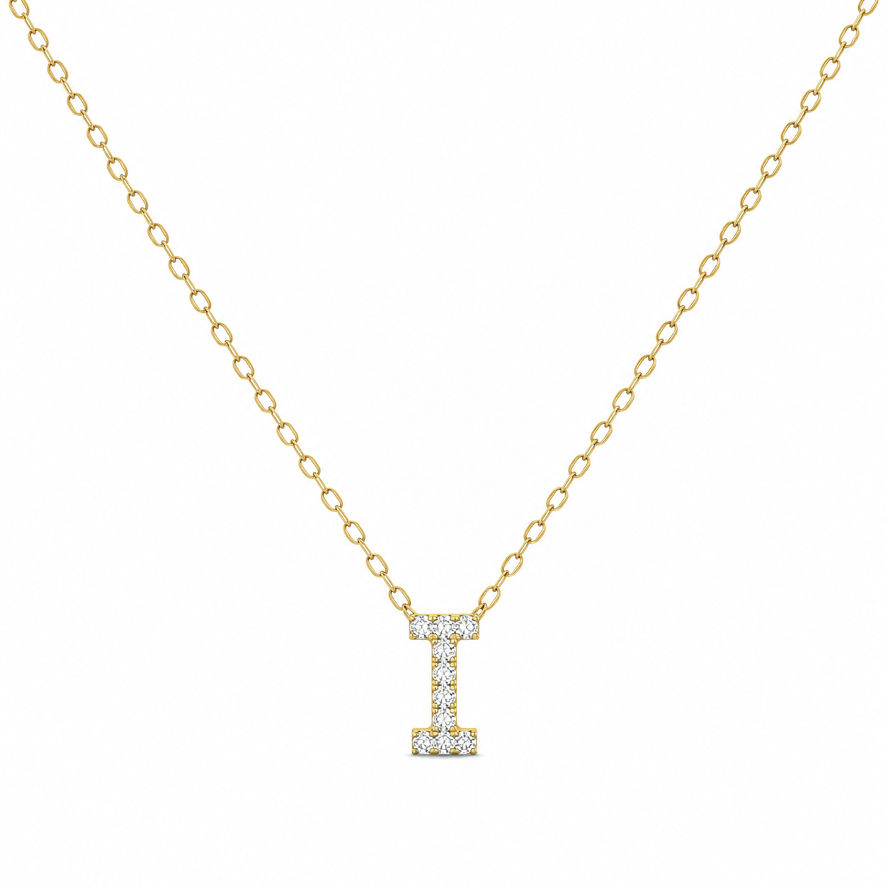 Silver & CZ Initial on Chain Necklace