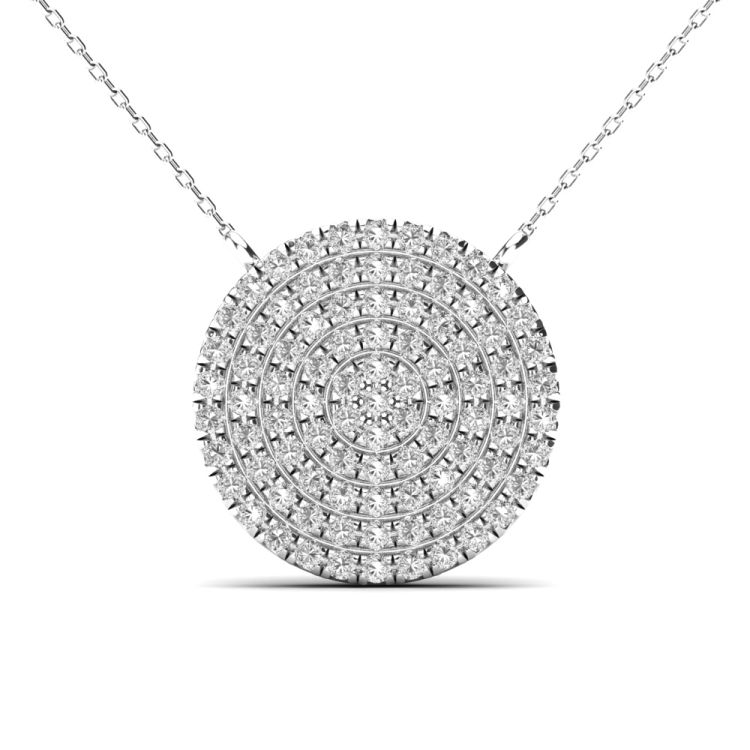 Medium Pave Diamond Disc on Chain Necklace