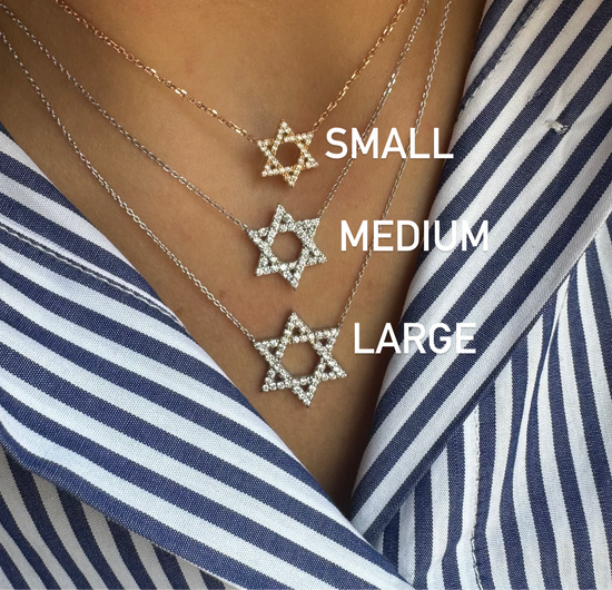 VBJ Medium Diamond Magen David Necklace