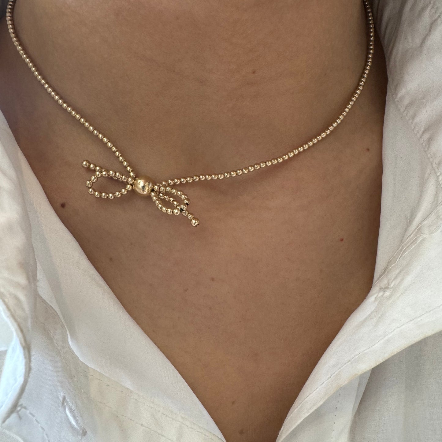 2 mm Gold Fill Bow Necklace