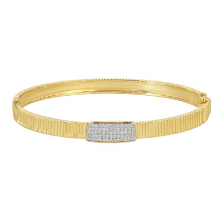 Ribbed Gold & Diamond Bangle