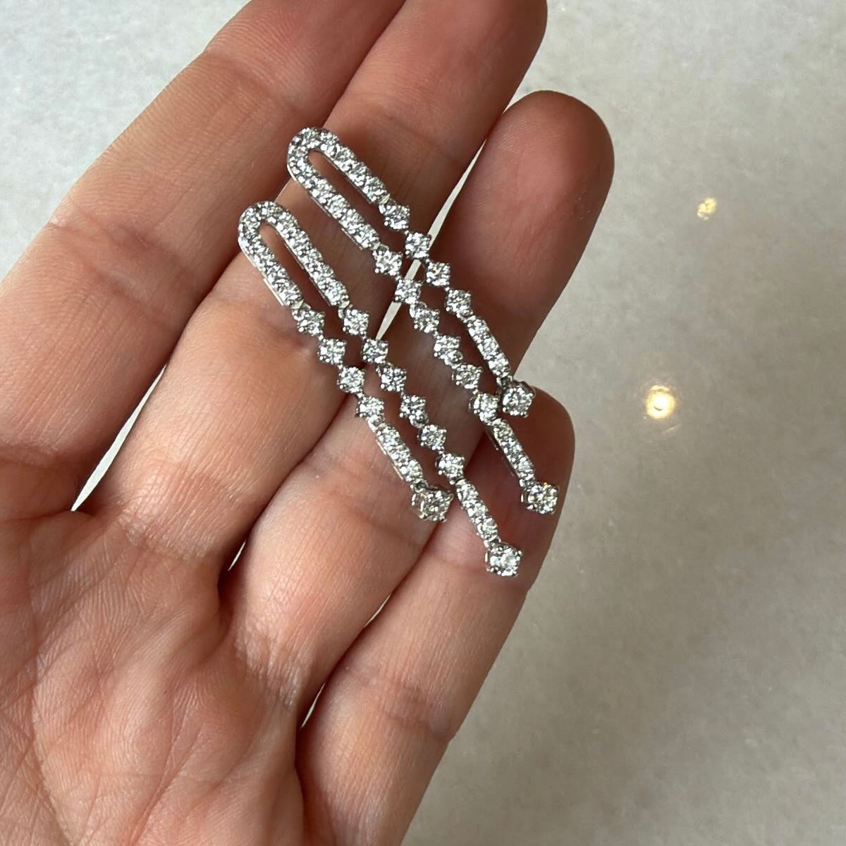 Lab Diamond Double Line Dangle Earrings