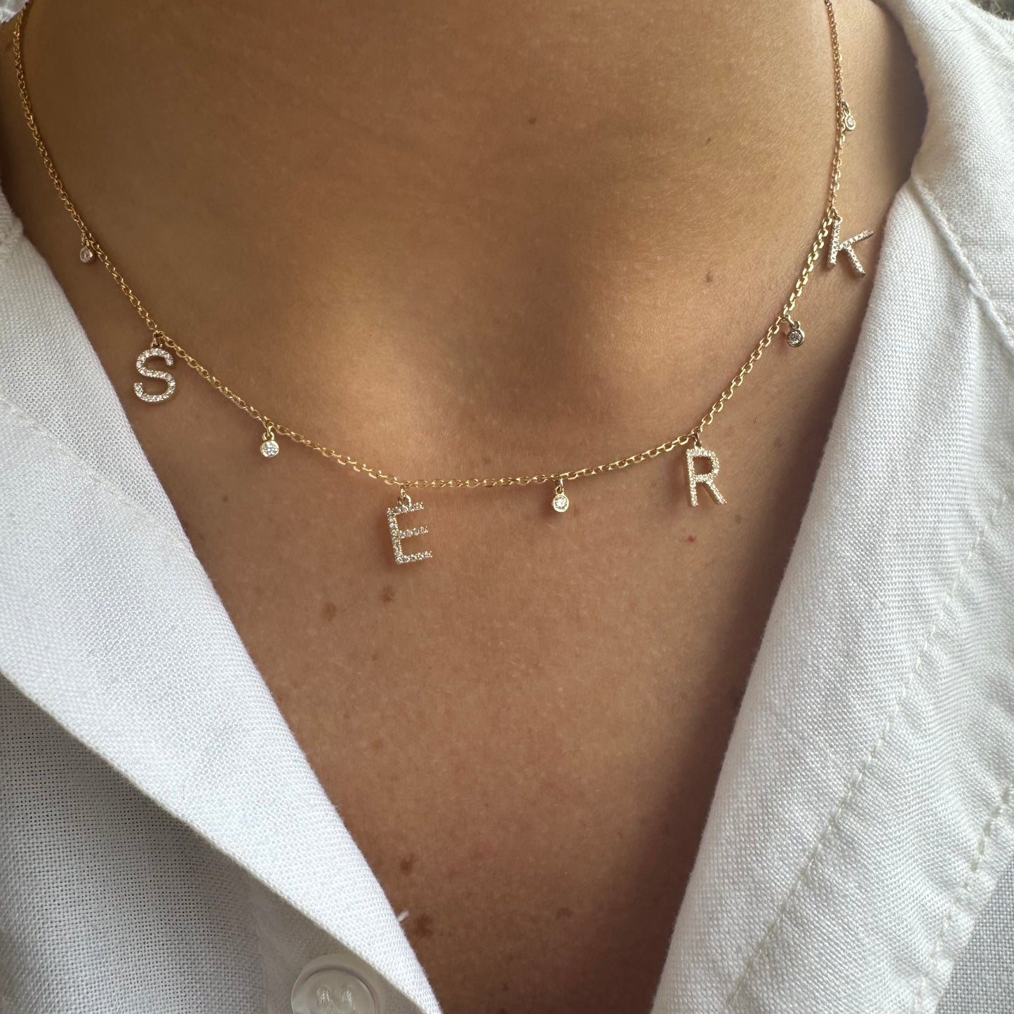 Initial Diamond Bezel & Cable Chain Necklace