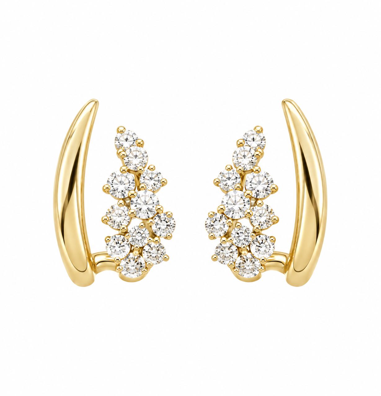 Gold & Scattered Diamond Cage Earrings