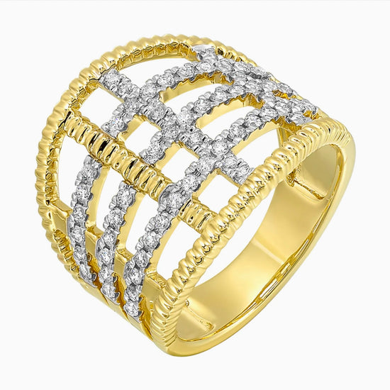 Gold & Diamond Plaid Ring