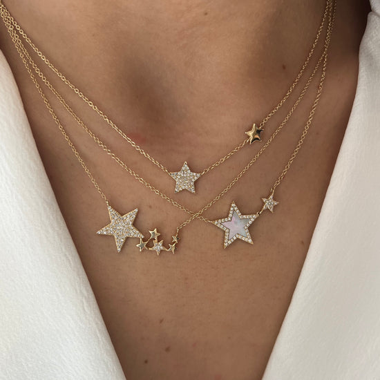 Diamond & Gold 6 Star Necklace