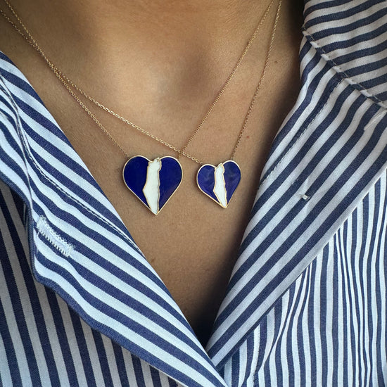 Blue & White Enamel Israel is in my Heart Necklace/Charm