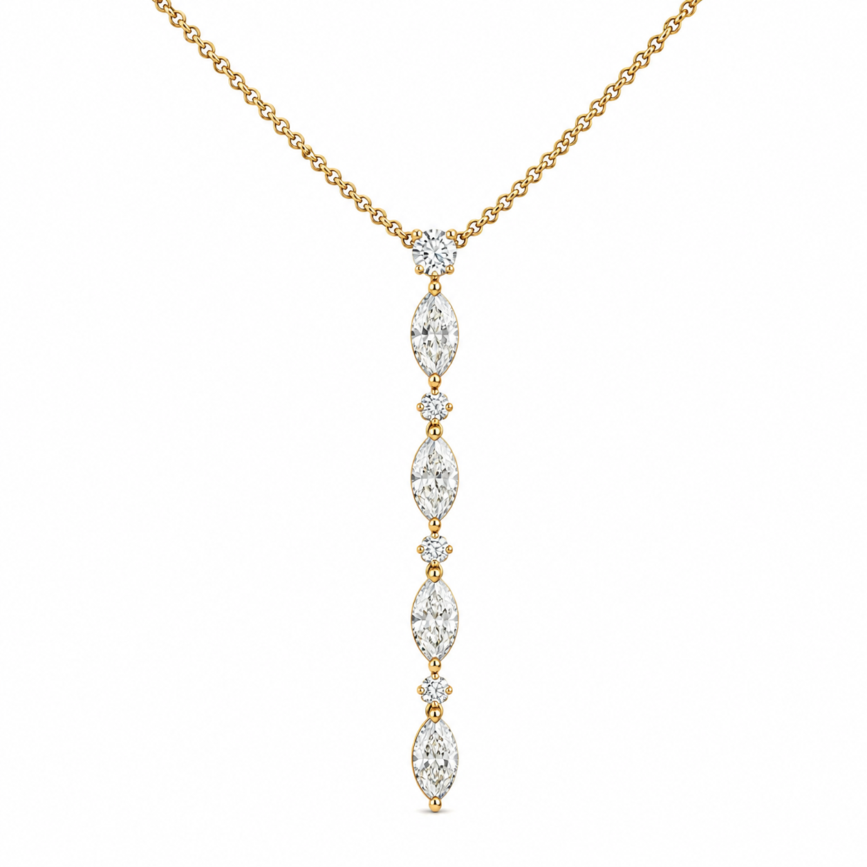 Mixed Shape Diamond Lariat Necklace
