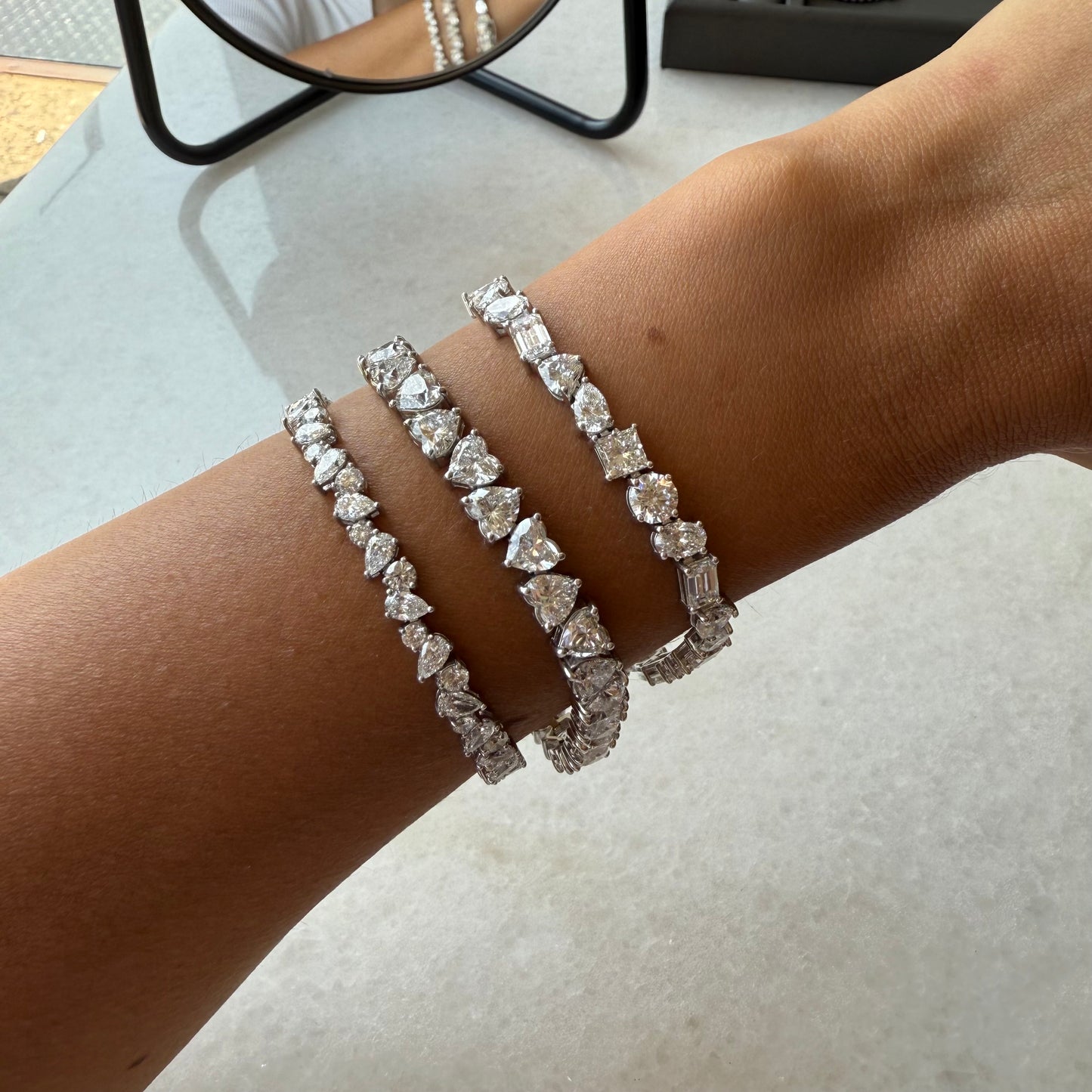 Pear & Round Lab Diamond Tennis Bracelet