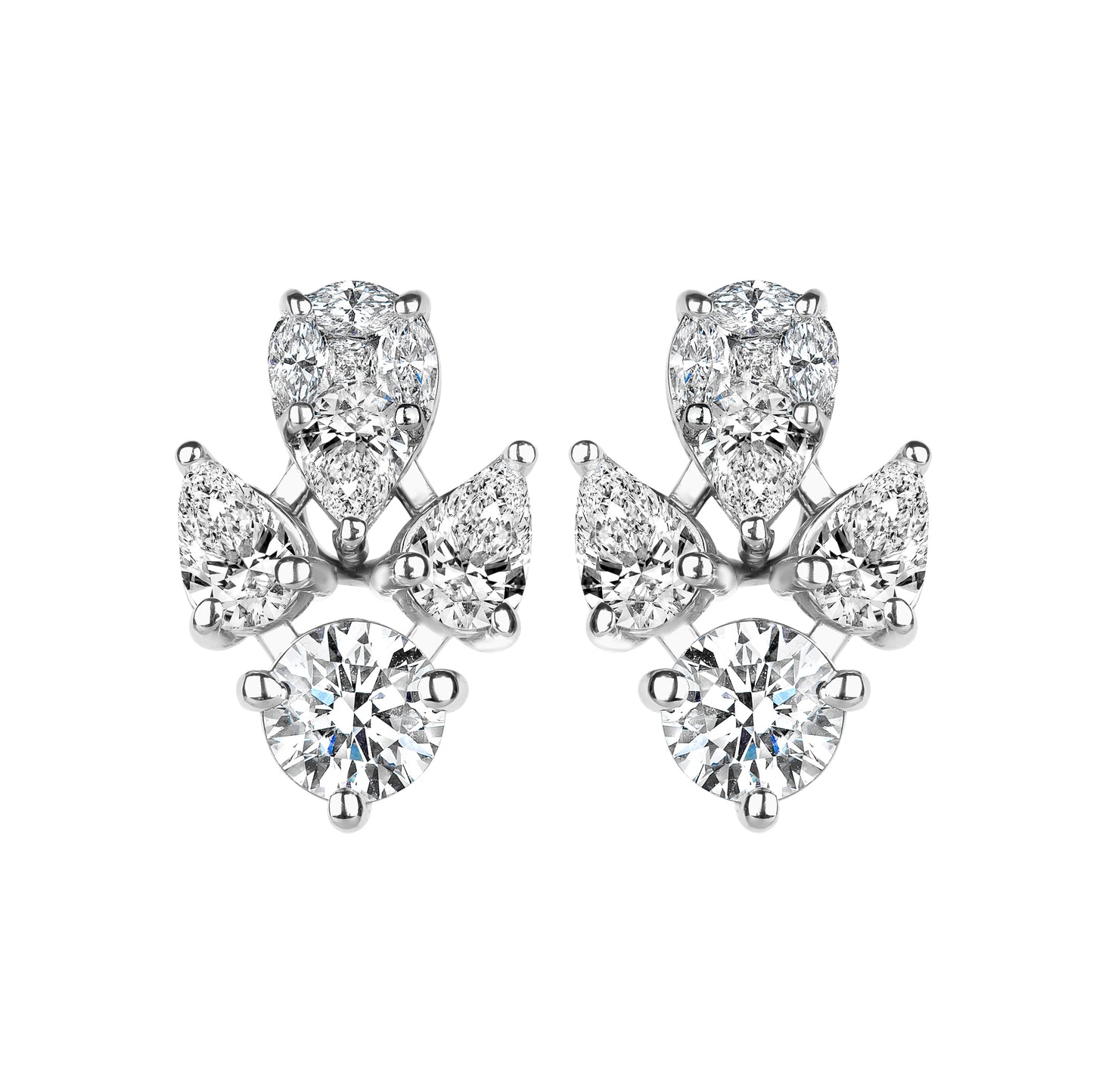 Pear & Round Cluster Diamond Earring
