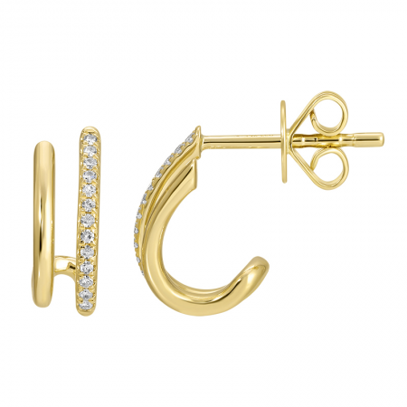 2 Line Gold & Pave Diamond Cage Earrings