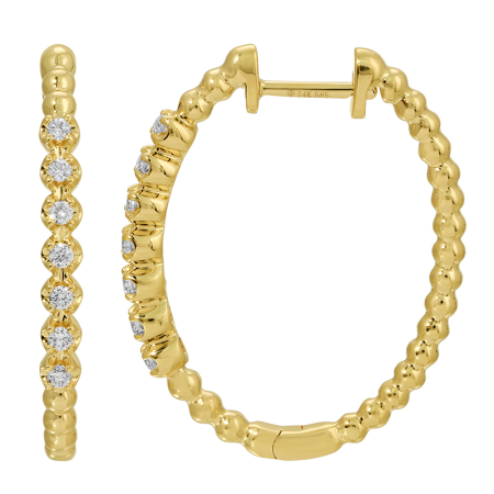 Diamond Ball Hoop Earrings