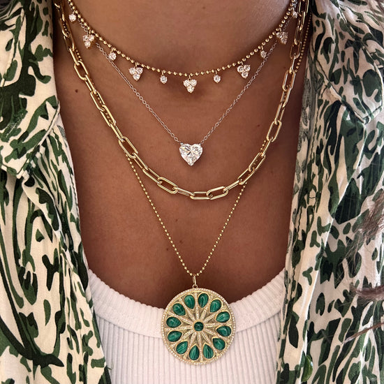 2 Carat Lab Grown Diamond Heart on Ball Chain Necklace
