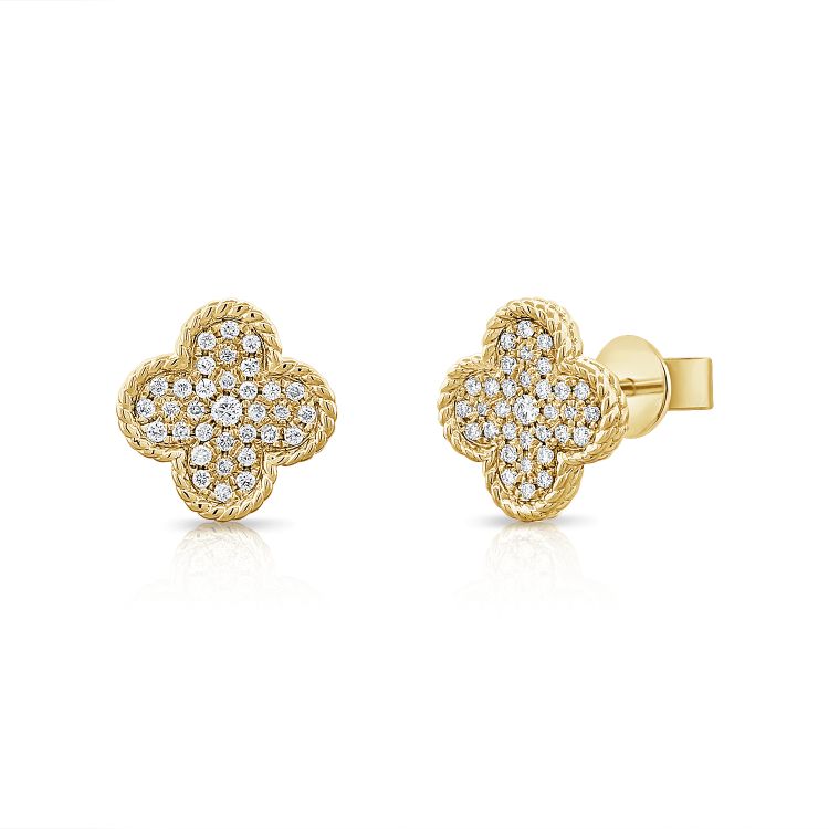 Diamond & Gold Clover Earring