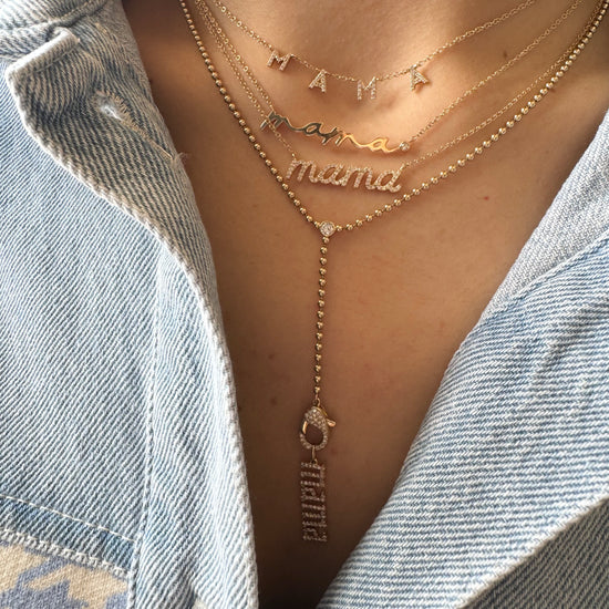Dainty Station Diamond MAMA Necklace