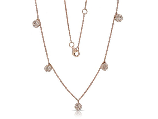 5 Station Dangling Diamond Discs on Chain Necklace