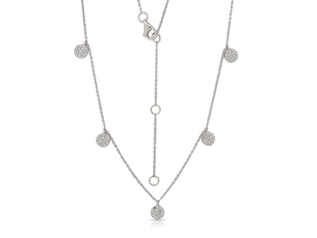 5 Station Dangling Diamond Discs on Chain Necklace