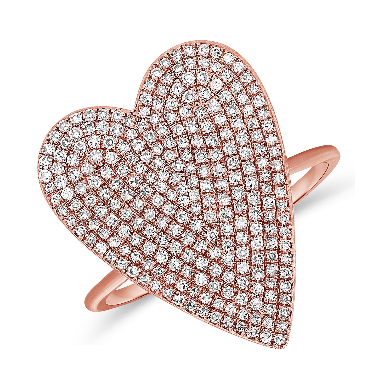 Large Pave Diamond Heart Ring