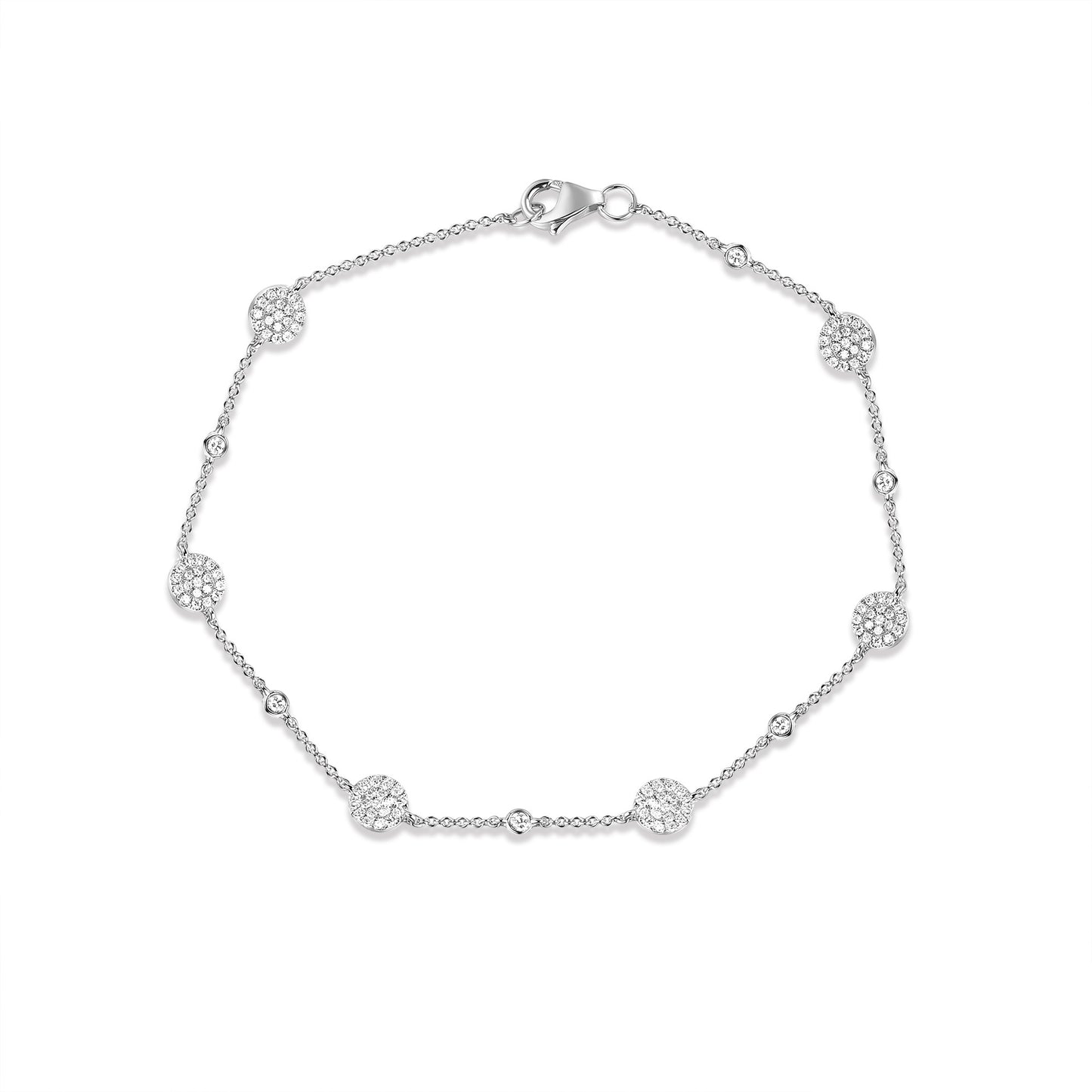 Load image into Gallery viewer, 6 Diamond Disc &amp;amp; Diamond By The Yard On Chain Bracelet
