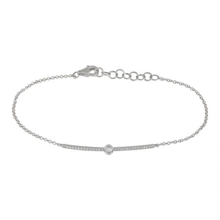 Pave Diamond Bar Bracelet With Center Diamond