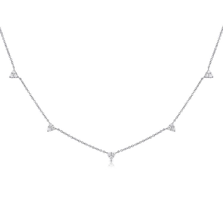 5 Station Diamond Triangle Chain Necklace