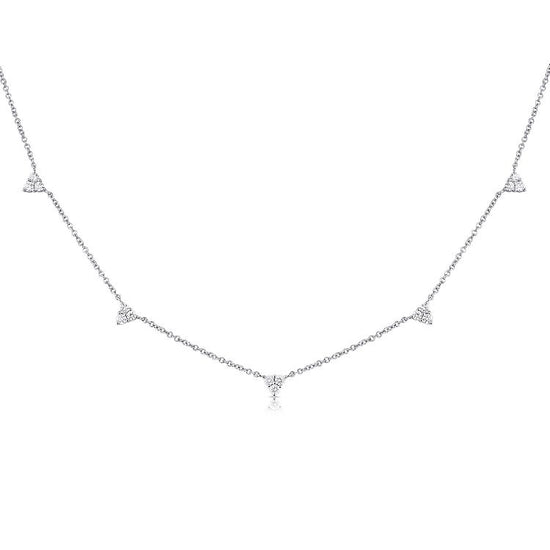 5 Station Diamond Triangle Chain Necklace