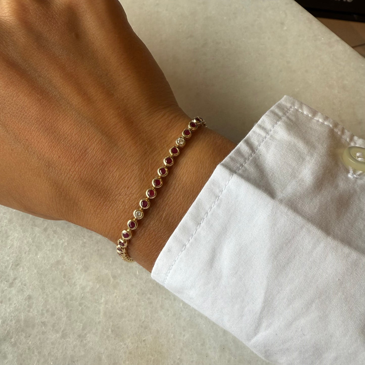 Ruby & Diamond Bezel Tennis Bracelet