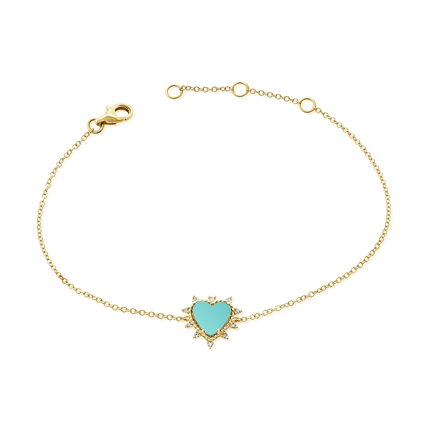 Turquoise Heart & Diamond Spikes Bracelet