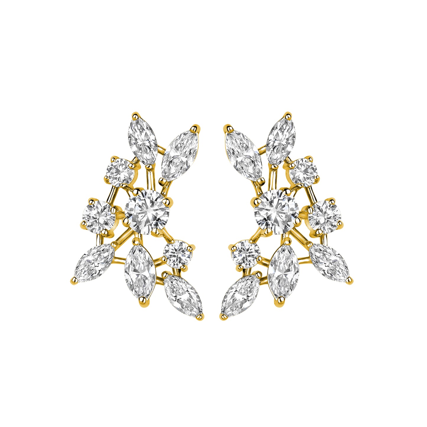 Marquee & Round Cluster Diamond Earring