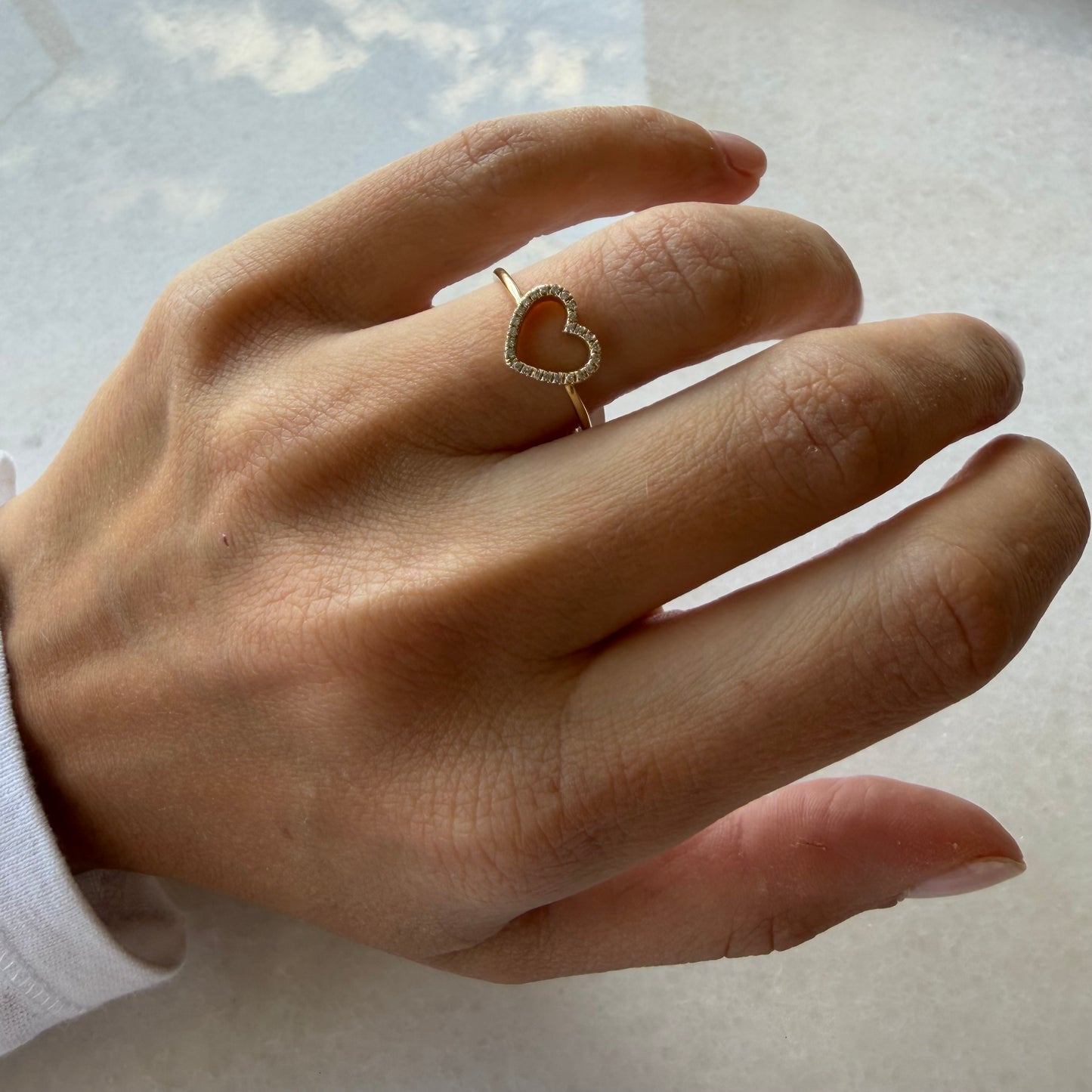 Pave Diamond Open Heart Ring