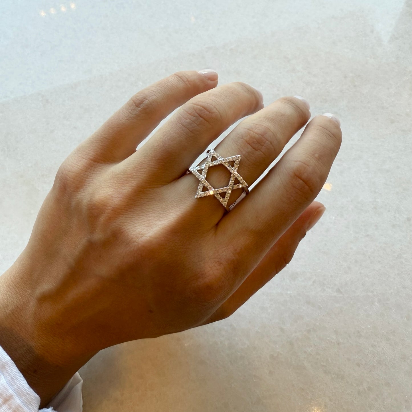 Large Diamond Magen David Ring