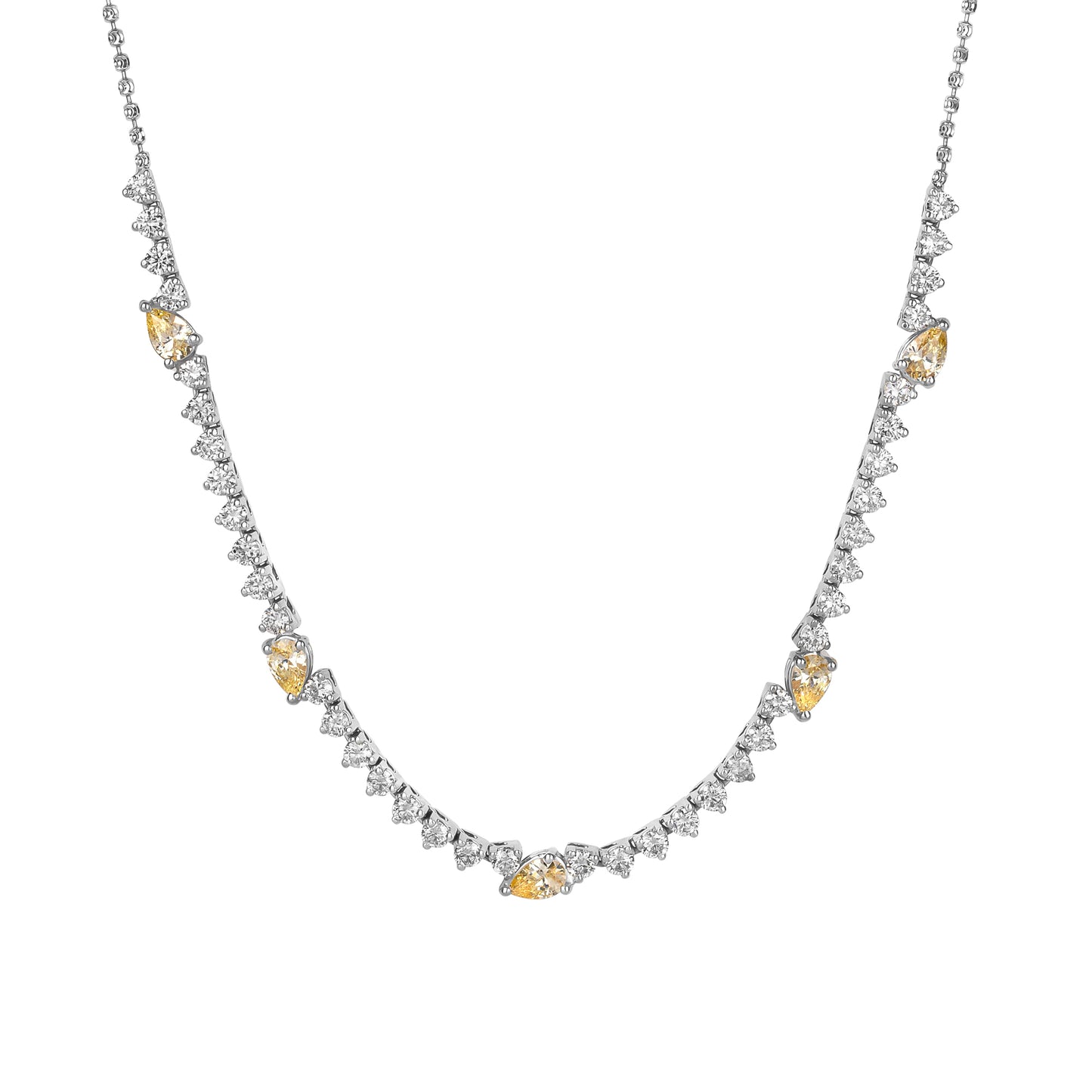 Lab Partway Two-Tone 3 Prong & Station Pear Necklace