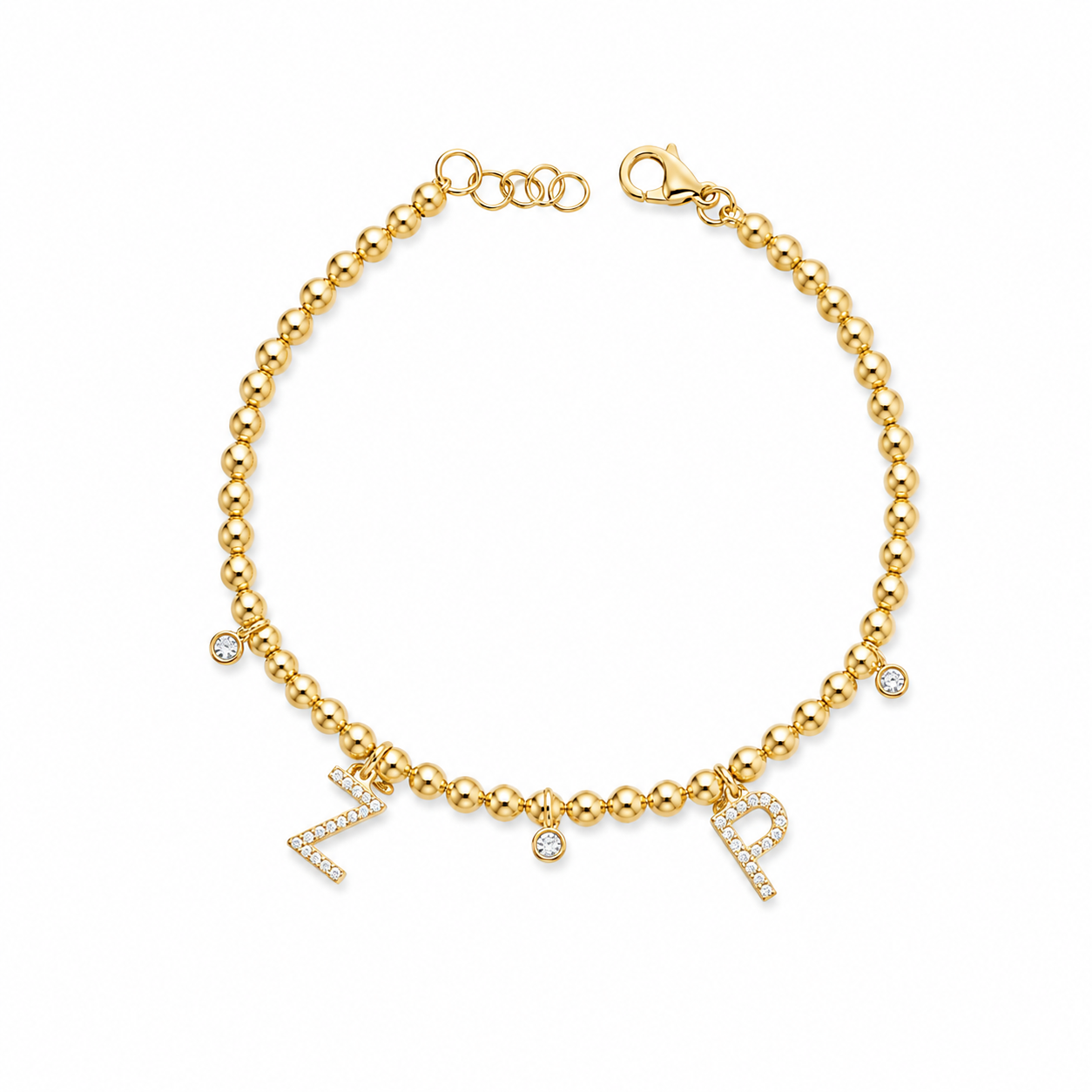 Personalized Diamond Bezel & Initial Ball Chain Bracelet