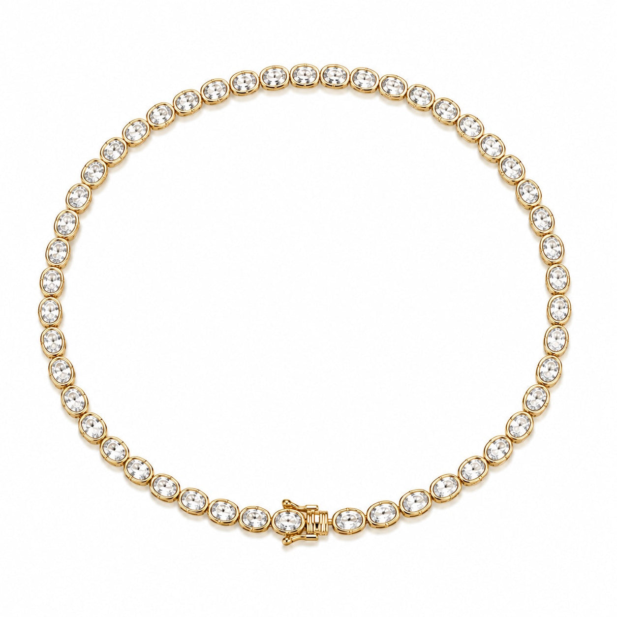 Lab Oval Bezel Tennis Necklace