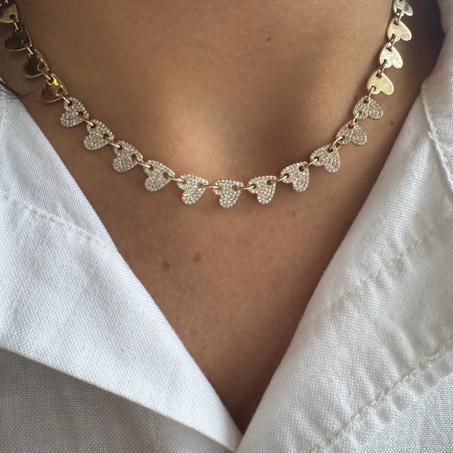 Multi Gold & Diamond Heart Necklace