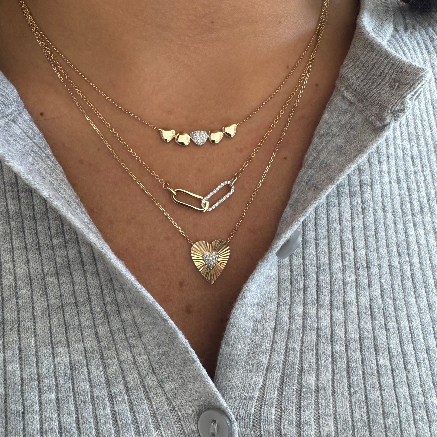 Gold & Diamond Rounded Triangle Necklace