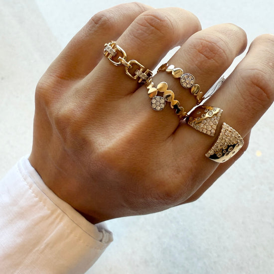 Gold & Diamond Disc Wrap Ring