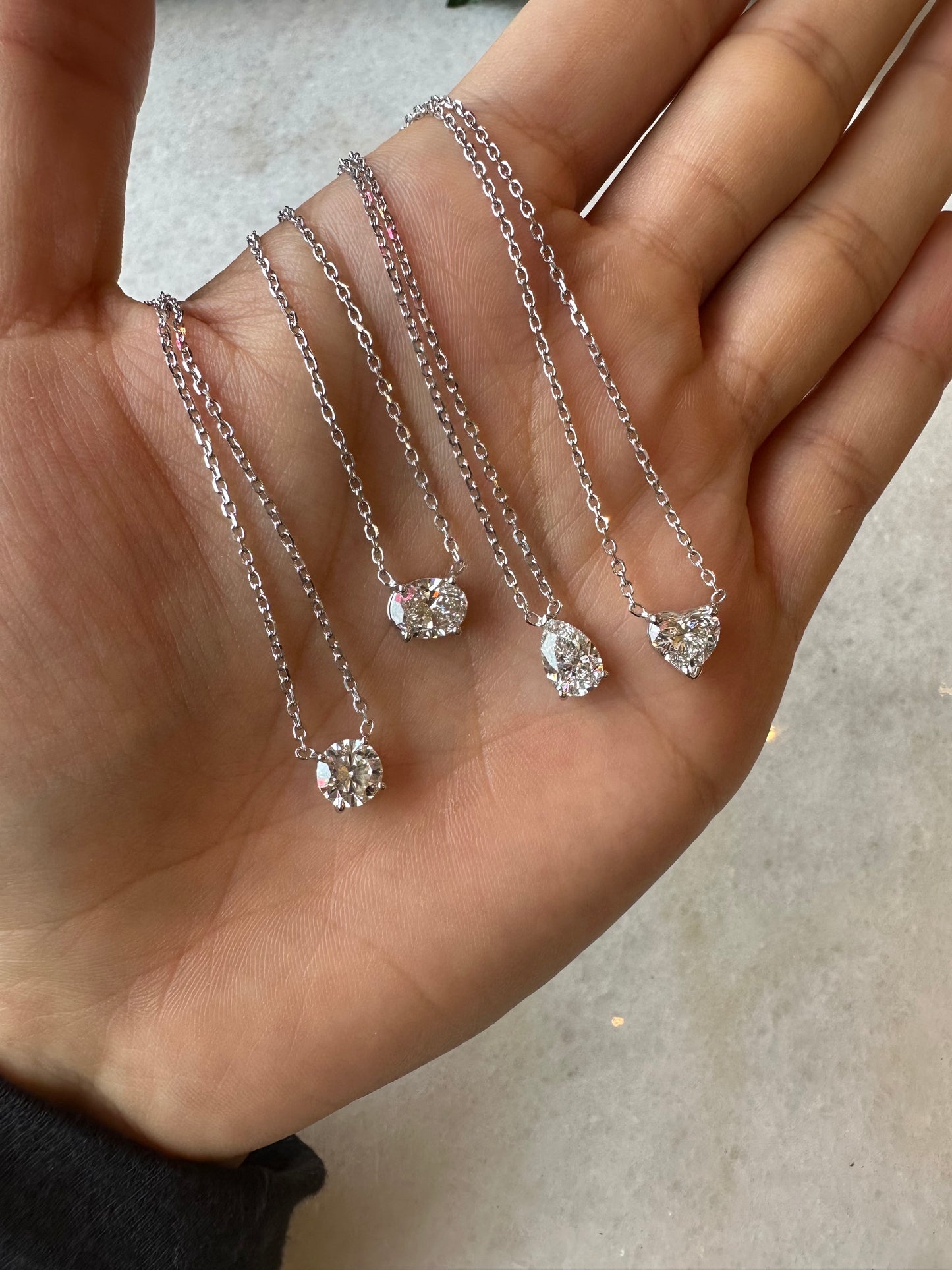 Round Lab Grown Diamond Solitaire on Chain Necklace