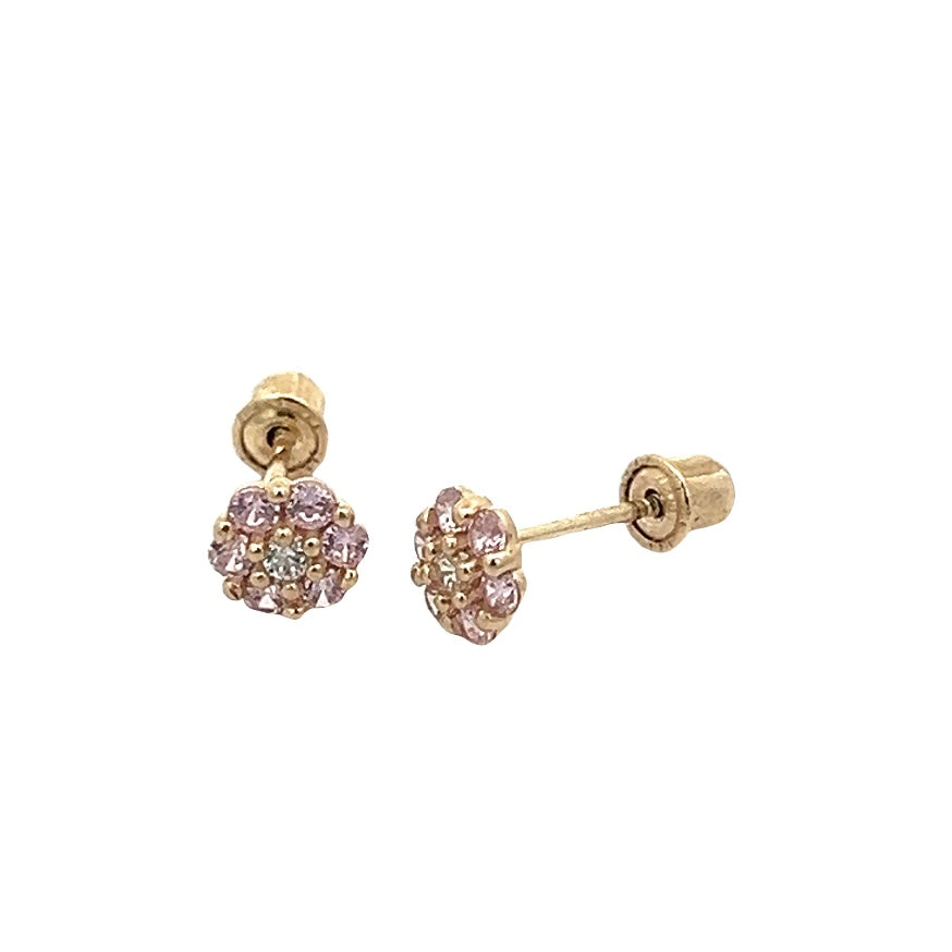 Flower crystal & 14k gold screwback earrings.