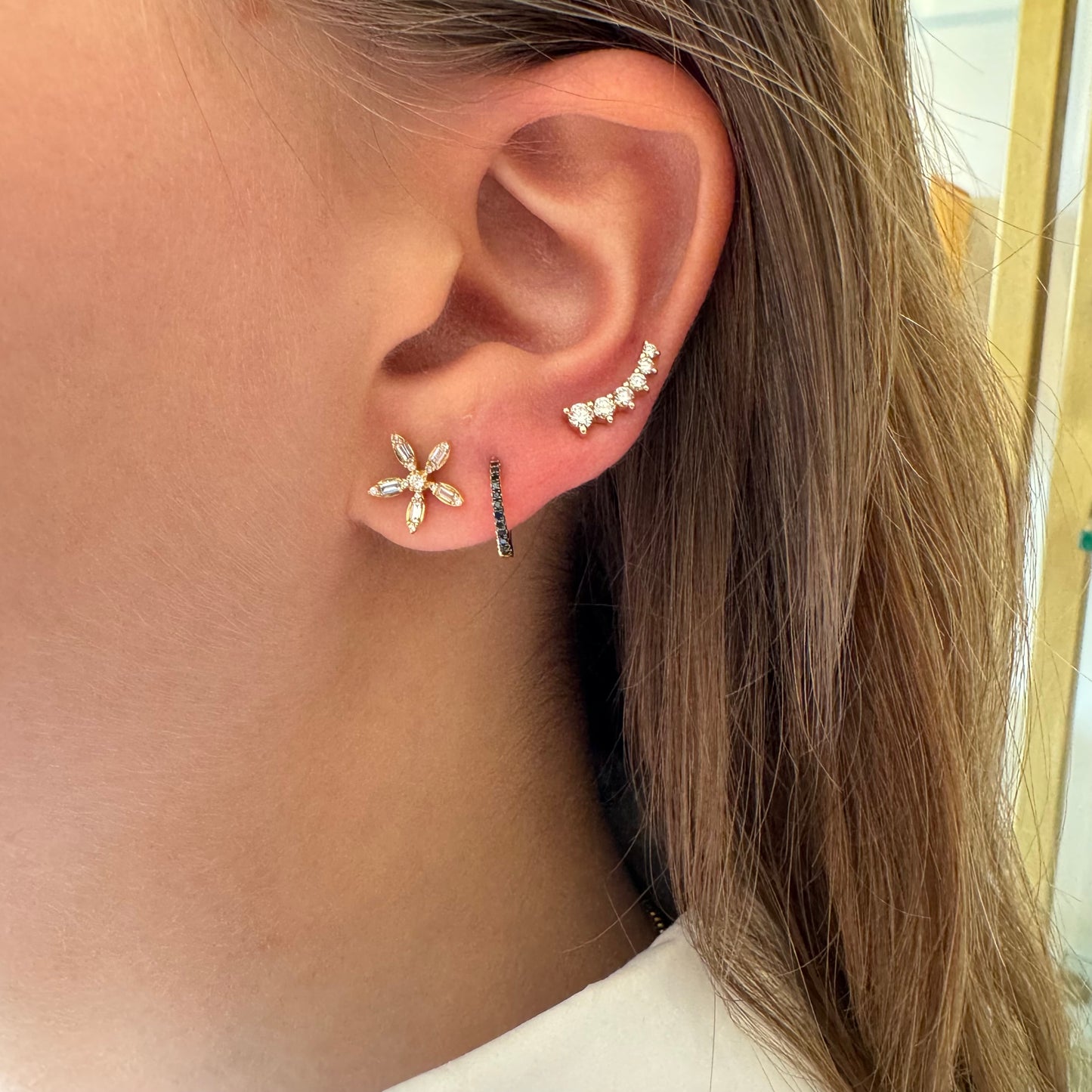 5 Petal Diamond Flower Earrings