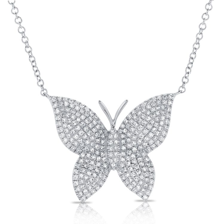 Large Pave Diamond Butterfly Necklace